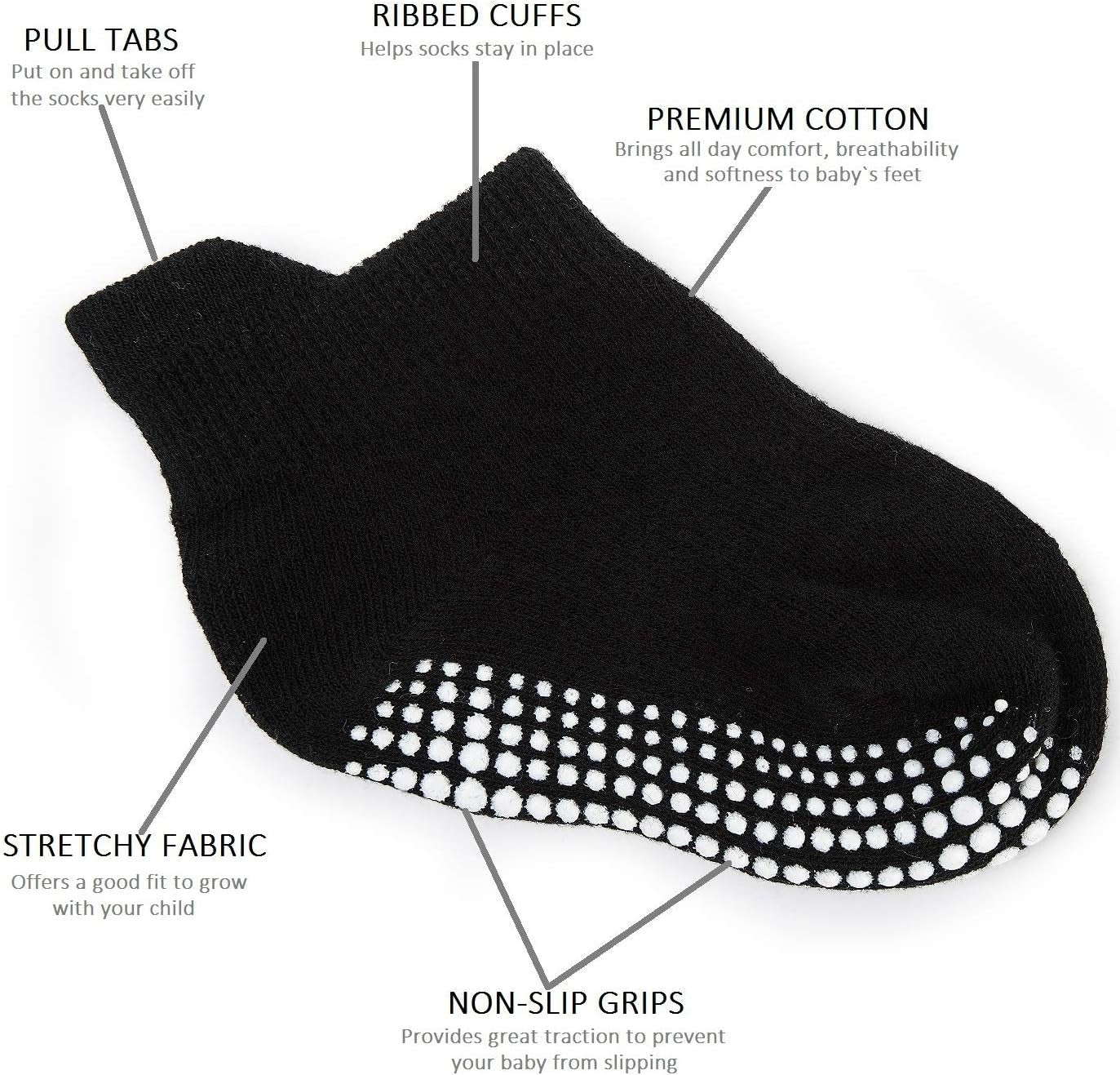 Cozy Non-Slip Ankle Socks for Infants and Toddlers with Non-Skid Soles