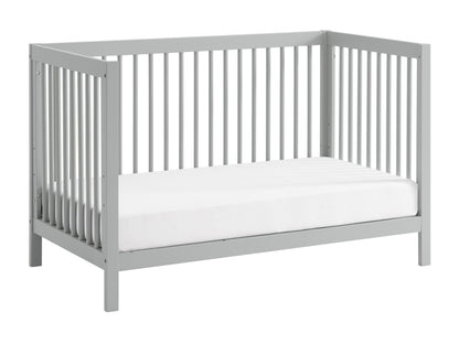 Stylish Gray 4-in-1 Convertible Crib with Round Spindles - Essential Island Full-Size Design