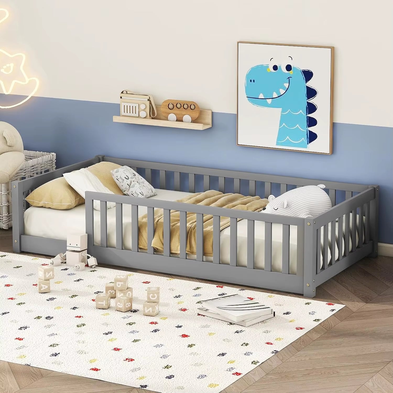 Transform Your Child's Sleep Experience with Our Solid Wood Montessori Twin Floor Bed Frame