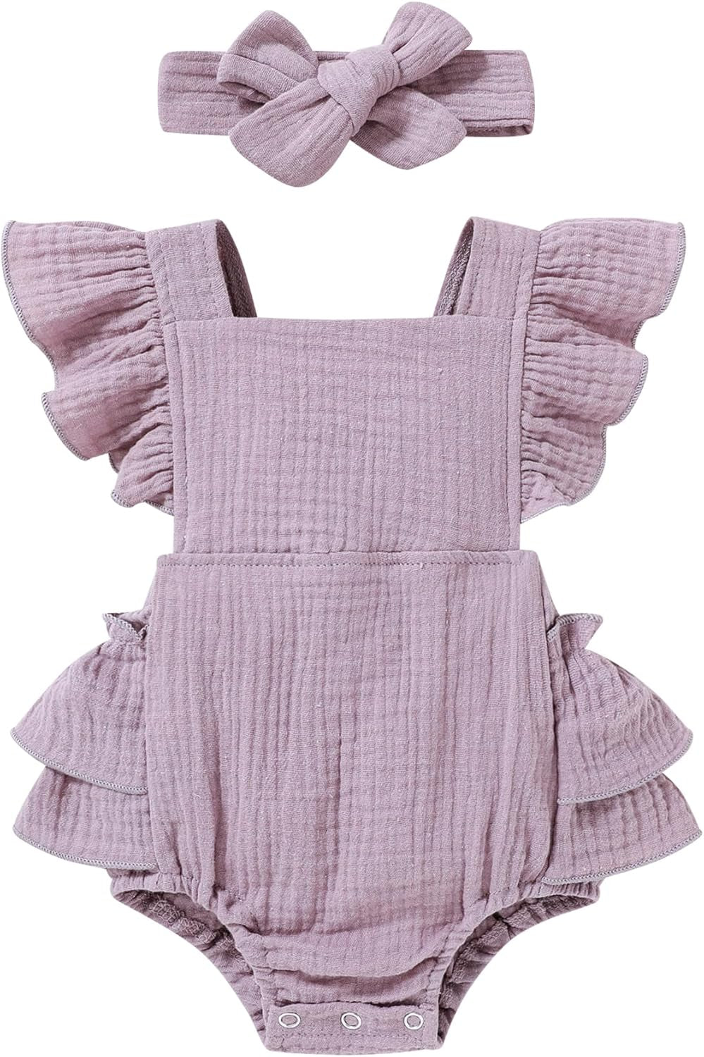 Adorable Ruffled Sleeveless Summer Romper for Toddler Girls - Soft Cotton Linen Comfort