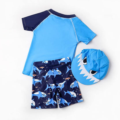 Adorable 3-Piece Swimsuit Set for Baby and Toddler Boys with Matching Hat