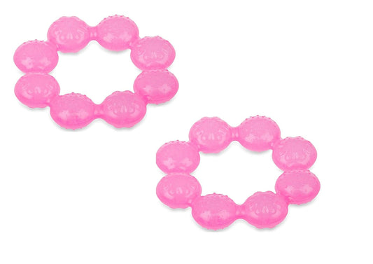 Icybite Pink Soother Ring Teether - 2 Pack for Ultimate Baby Comfort