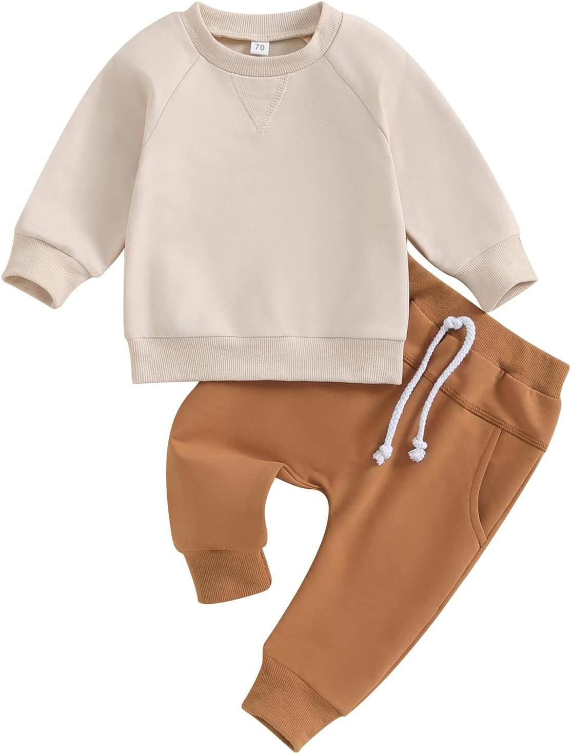 Stylish Toddler Boy's Fall & Winter Outfit Set - Cozy Contrast Long Sleeve Sweatshirt & Stretchy Jogger Pants