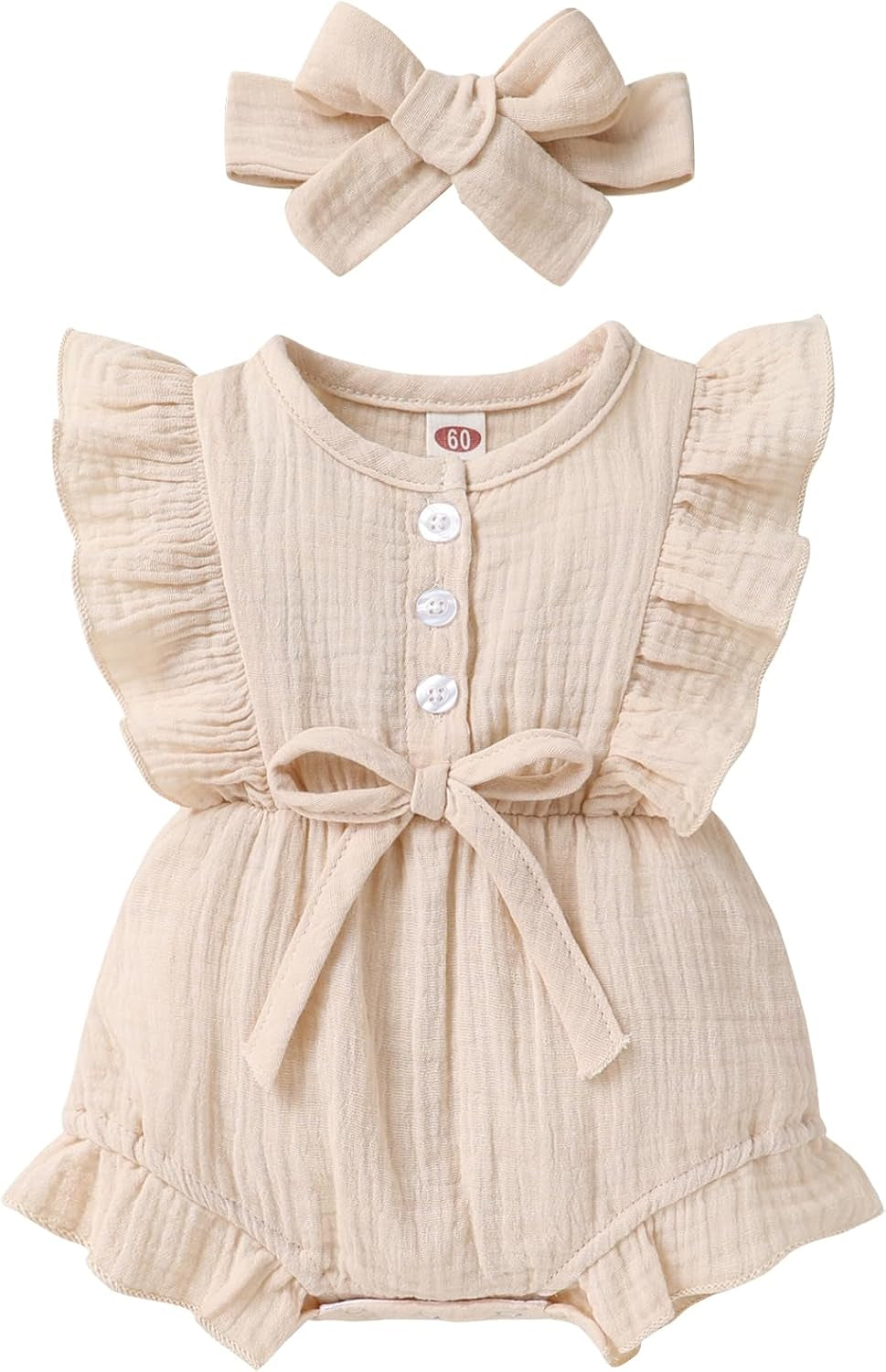 Adorable Ruffled Sleeveless Summer Romper for Toddler Girls - Soft Cotton Linen Comfort