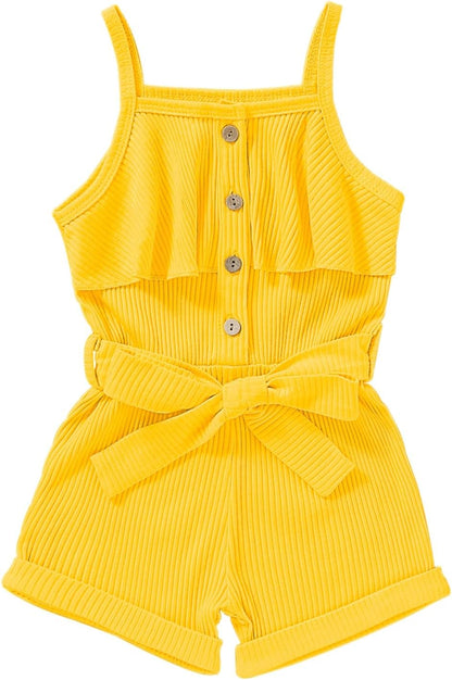 Adorable Toddler Girls' Summer Sleeveless Halter Romper Jumpsuit Set (Ages 1-5T)