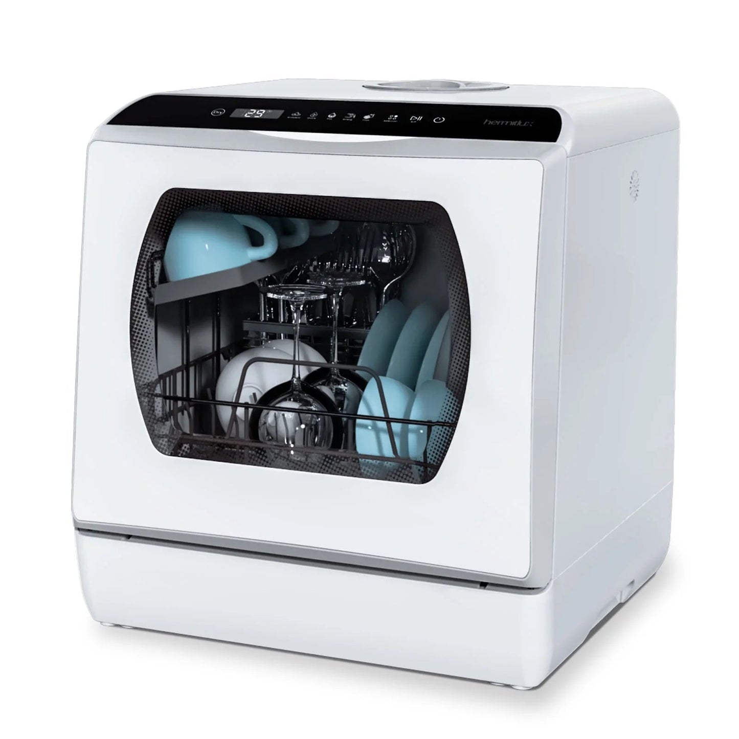 Compact Portable Dishwasher with 5 Wash Programs, 5L Water Tank & Air-Dry Feature - HMX-DW03