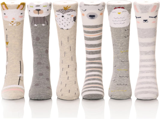 Cozy Animal Knee High Socks for Kids - Warm Cotton Boot Socks for Toddlers (Ages 1-6)