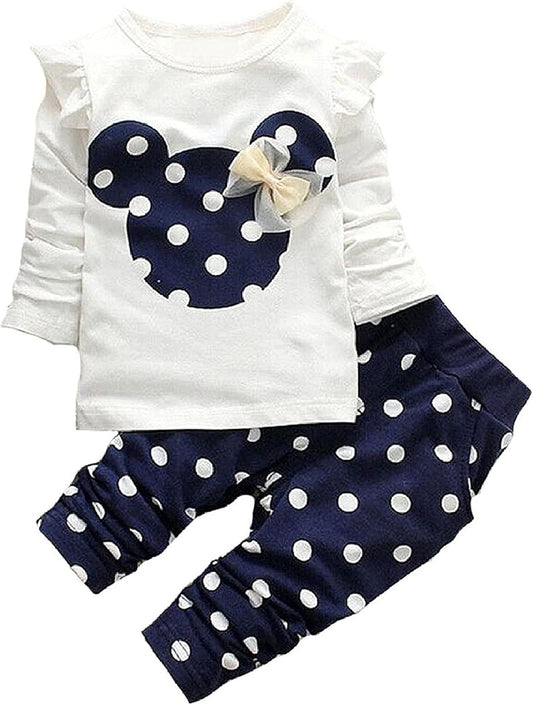 Adorable Toddler Girls 2-Piece Outfit Set - Long Sleeve T-Shirt & Pants