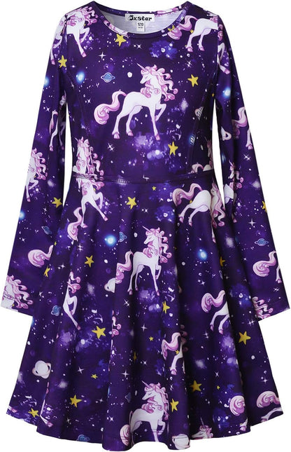 Charming Girls Long Sleeve Cotton Dresses for Fall & Winter - Perfect for Twirling!