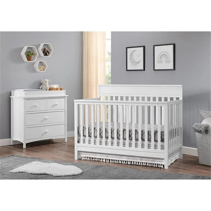 Castle Hill 4-in-1 Convertible Crib in Barn White, GREENGUARD Gold Certified Wooden Crib